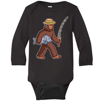 Sasquatch Gone Fishing Baby Long Sleeve Bodysuit