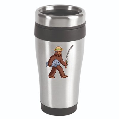 Sasquatch Gone Fishing 16oz Travel Tumbler