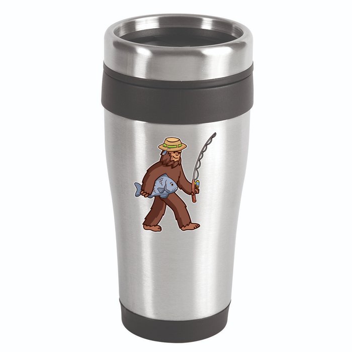 Sasquatch Gone Fishing 16oz Travel Tumbler