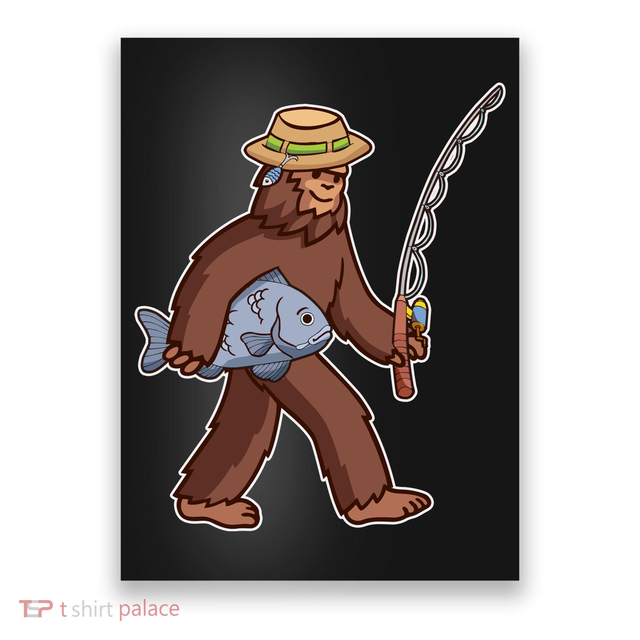 Sasquatch Gone Fishing Poster