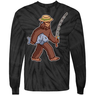 Sasquatch Gone Fishing Tie-Dye Long Sleeve Shirt