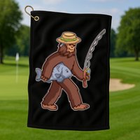 Sasquatch Gone Fishing Golf Towel