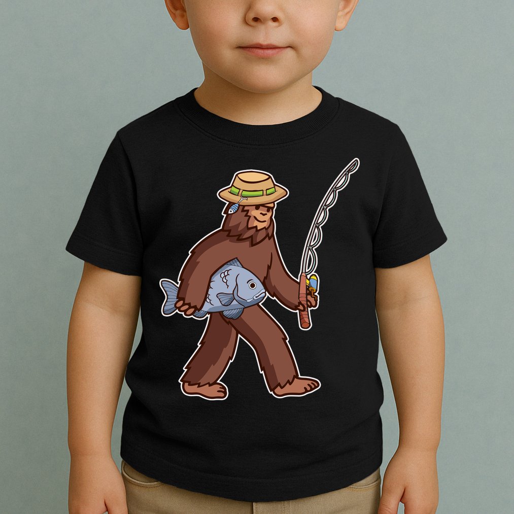 Sasquatch Gone Fishing Toddler T-Shirt