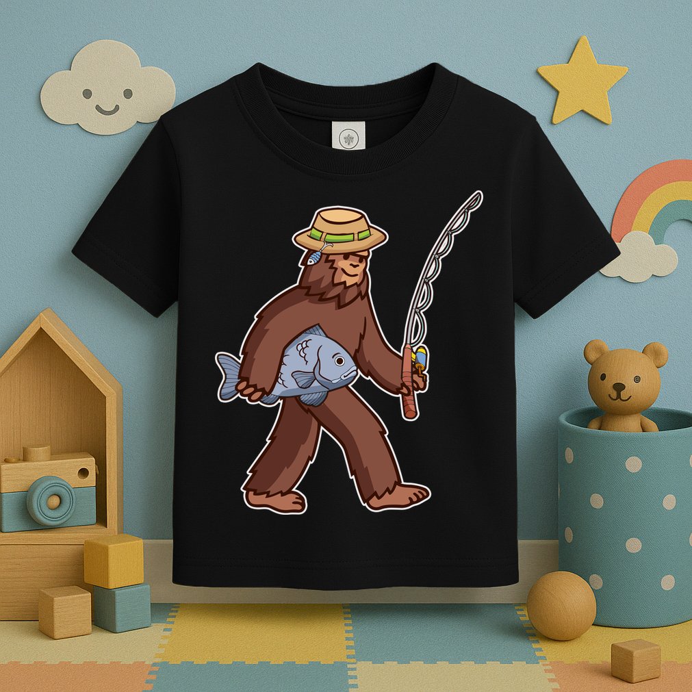 Sasquatch Gone Fishing Toddler T-Shirt