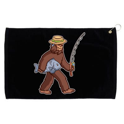 Sasquatch Gone Fishing Grommeted Golf Towel