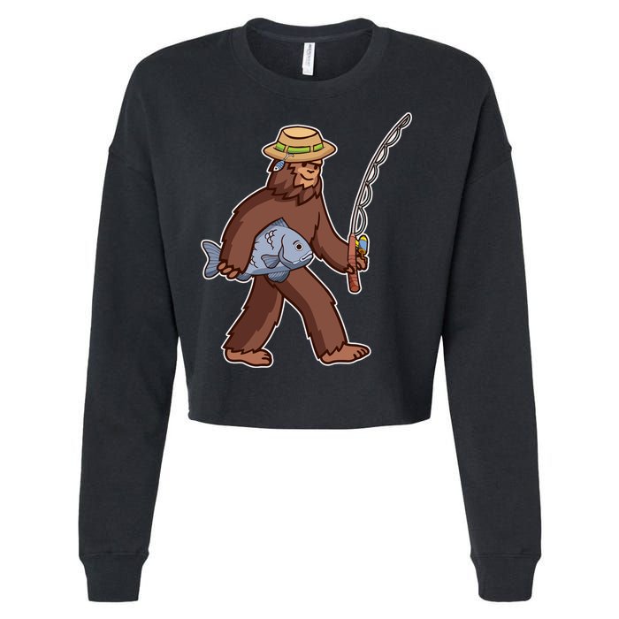 Sasquatch Gone Fishing Cropped Pullover Crew