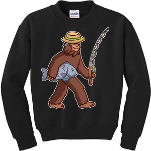 Sasquatch Gone Fishing Kids Sweatshirt