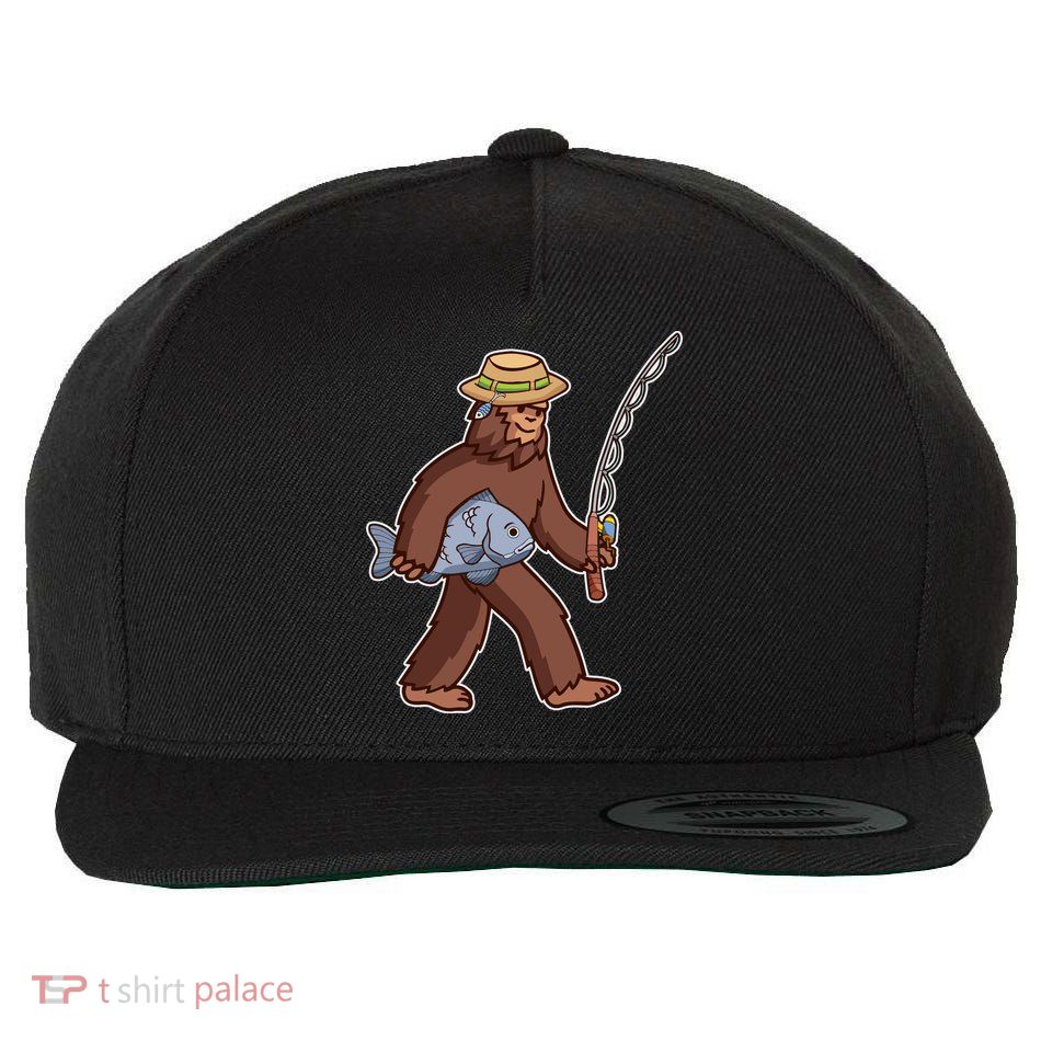 Sasquatch Gone Fishing Wool Snapback Cap