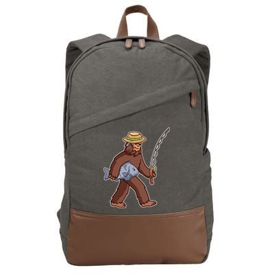 Sasquatch Gone Fishing Cotton Canvas Backpack