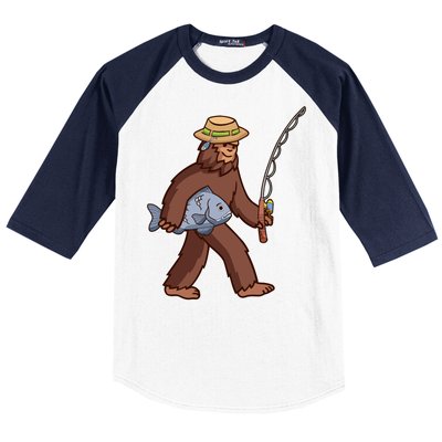 Sasquatch Gone Fishing Baseball Sleeve Shirt