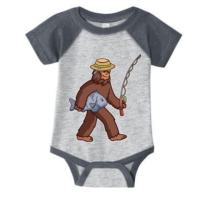 Sasquatch Gone Fishing Infant Baby Jersey Bodysuit