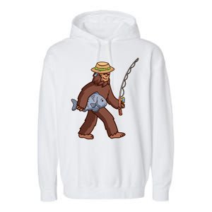 Sasquatch Gone Fishing Garment-Dyed Fleece Hoodie