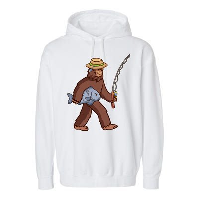 Sasquatch Gone Fishing Garment-Dyed Fleece Hoodie