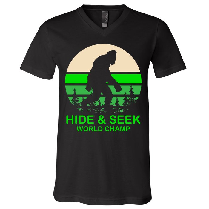 Sasquatch Hide And Seek World Champion V-Neck T-Shirt