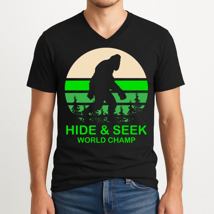 Sasquatch Hide And Seek World Champion V-Neck T-Shirt