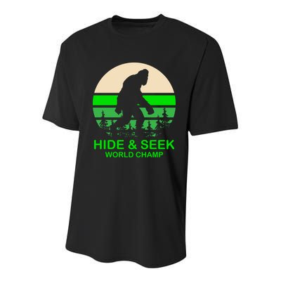 Sasquatch Hide And Seek World Champion Youth Performance Sprint T-Shirt