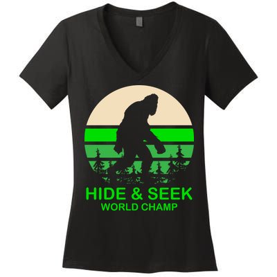 Sasquatch Hide And Seek World Champion Women's V-Neck T-Shirt