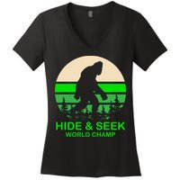 Sasquatch Hide And Seek World Champion Women's V-Neck T-Shirt