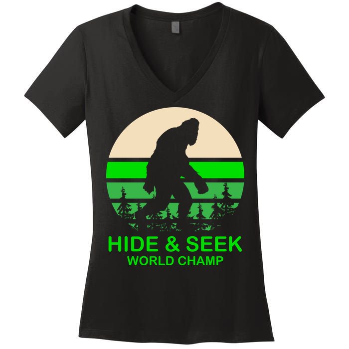 Sasquatch Hide And Seek World Champion Women's V-Neck T-Shirt
