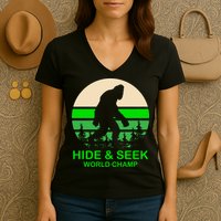Sasquatch Hide And Seek World Champion Women's V-Neck T-Shirt