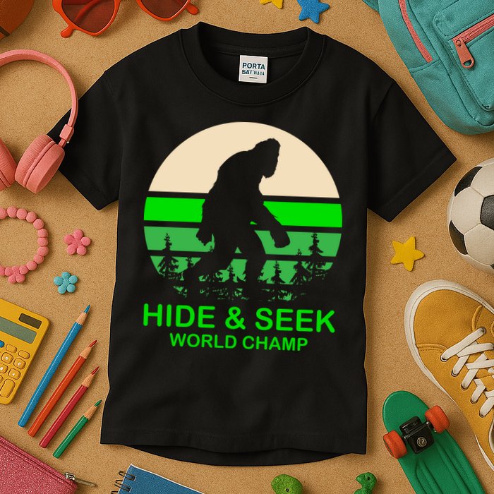Sasquatch Hide And Seek World Champion Kids T-Shirt