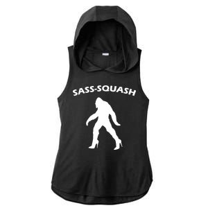 Sass-Squash Sassy Sasquatch Bigfoot Ladies PosiCharge Tri-Blend Wicking Draft Hoodie Tank