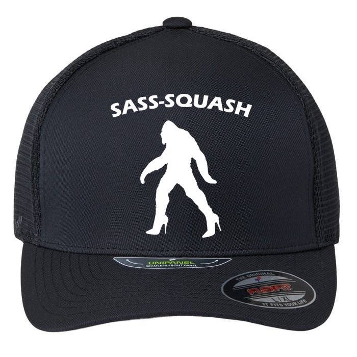 Sass-Squash Sassy Sasquatch Bigfoot Flexfit Unipanel Trucker Cap