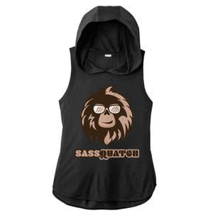 Sassquatch Funny Sasquatch Ladies PosiCharge Tri-Blend Wicking Draft Hoodie Tank