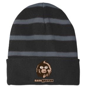 Sassquatch Funny Sasquatch Striped Beanie with Solid Band