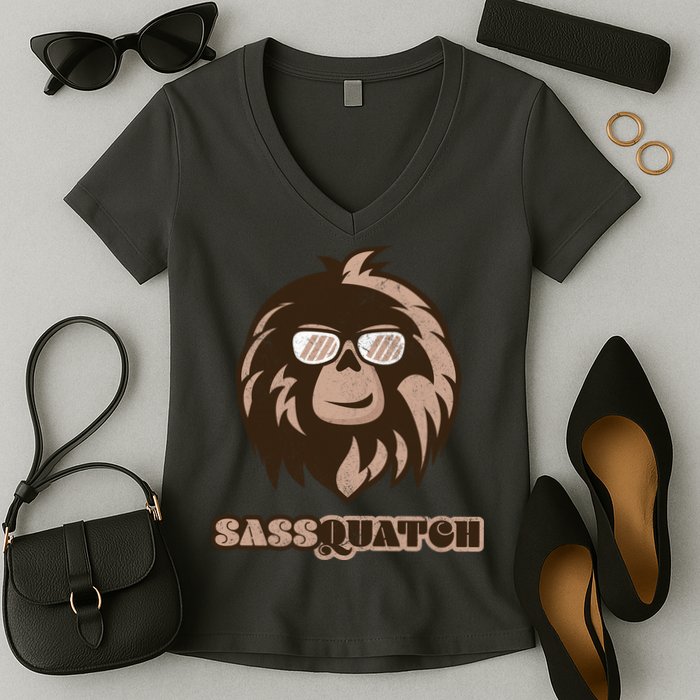 Sassquatch Funny Sasquatch Women's V-Neck T-Shirt