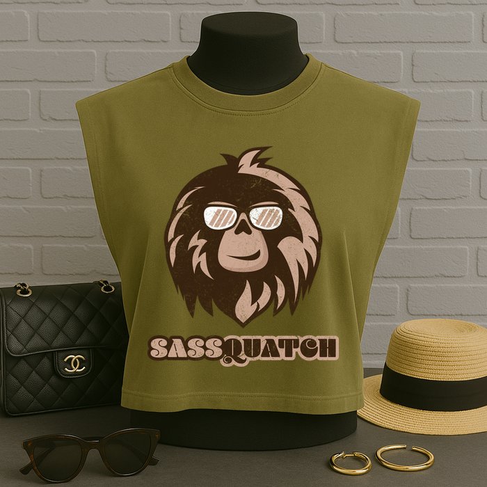 Sassquatch Funny Sasquatch Garment-Dyed Women's Muscle Tee