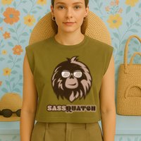 Sassquatch Funny Sasquatch Garment-Dyed Women's Muscle Tee