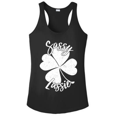 Sassy Lassie Irish Clover St. Patrick's Day Ladies PosiCharge Competitor Racerback Tank