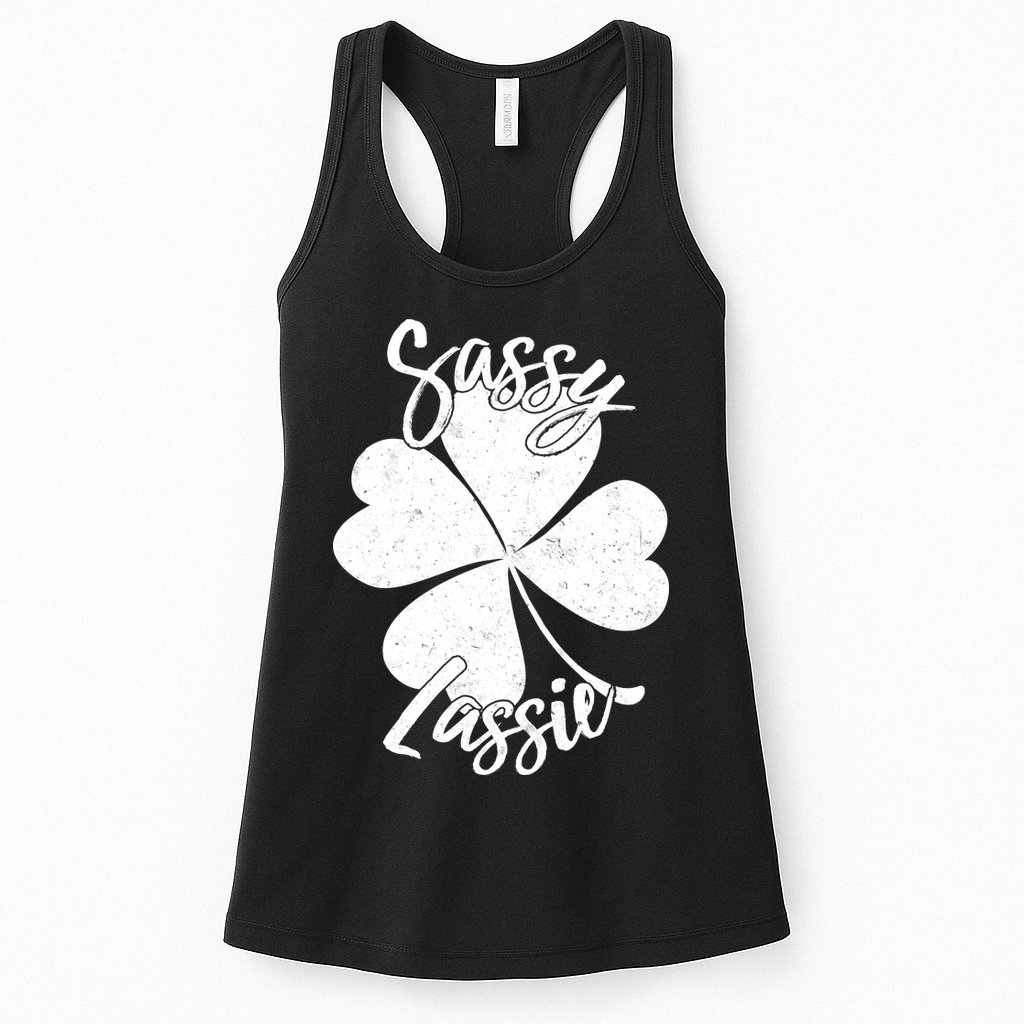 Sassy Lassie Irish Clover St. Patrick's Day Womens Tank Top