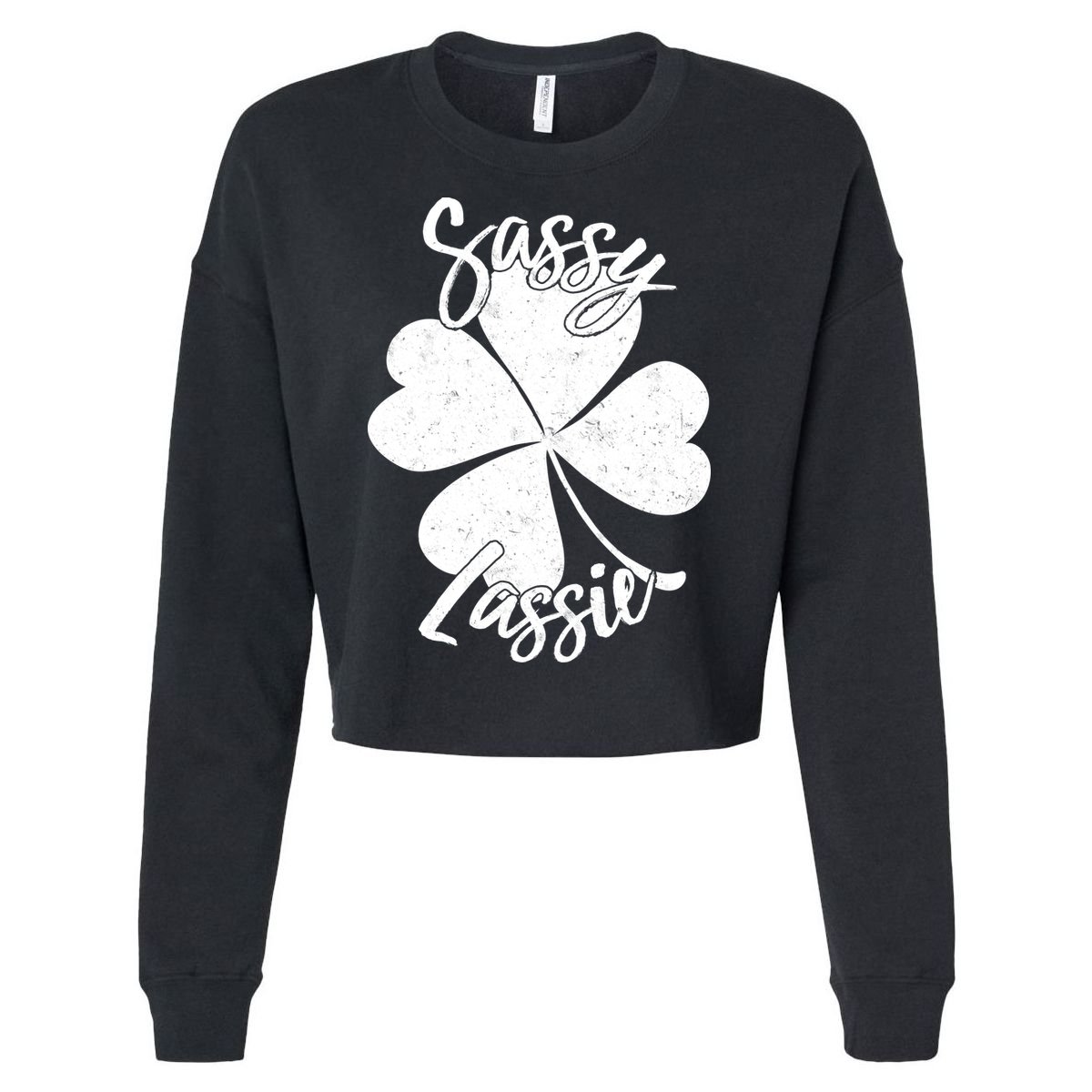Sassy Lassie Irish Clover St. Patrick's Day Cropped Pullover Crew