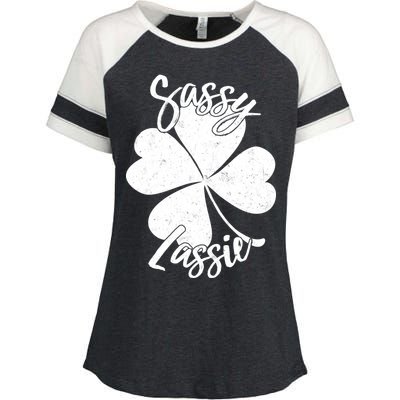 Sassy Lassie Irish Clover St. Patrick's Day Enza Ladies Jersey Colorblock Tee