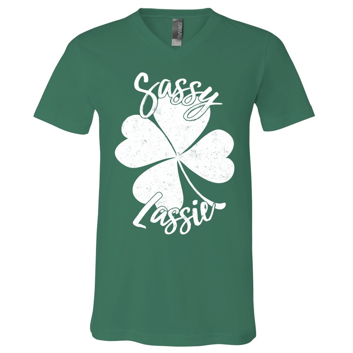 Sassy Lassie Irish Clover St. Patrick's Day V-Neck T-Shirt