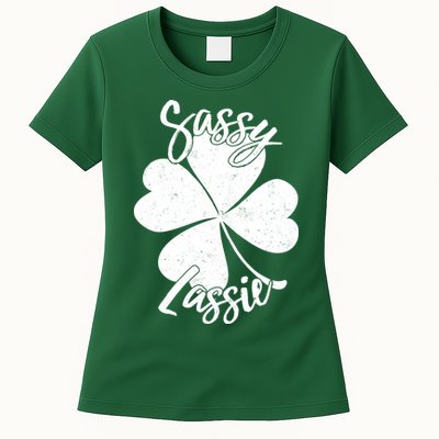 Sassy Lassie Irish Clover St. Patrick's Day Womens T-Shirt