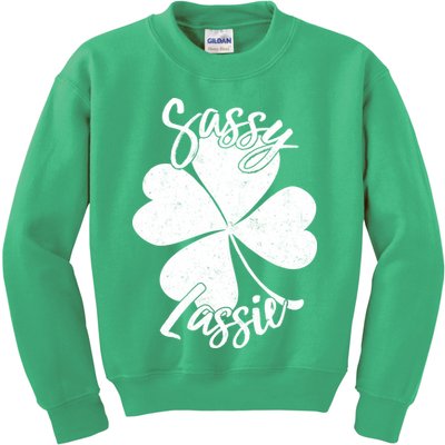 Sassy Lassie Irish Clover St. Patrick's Day Kids Sweatshirt
