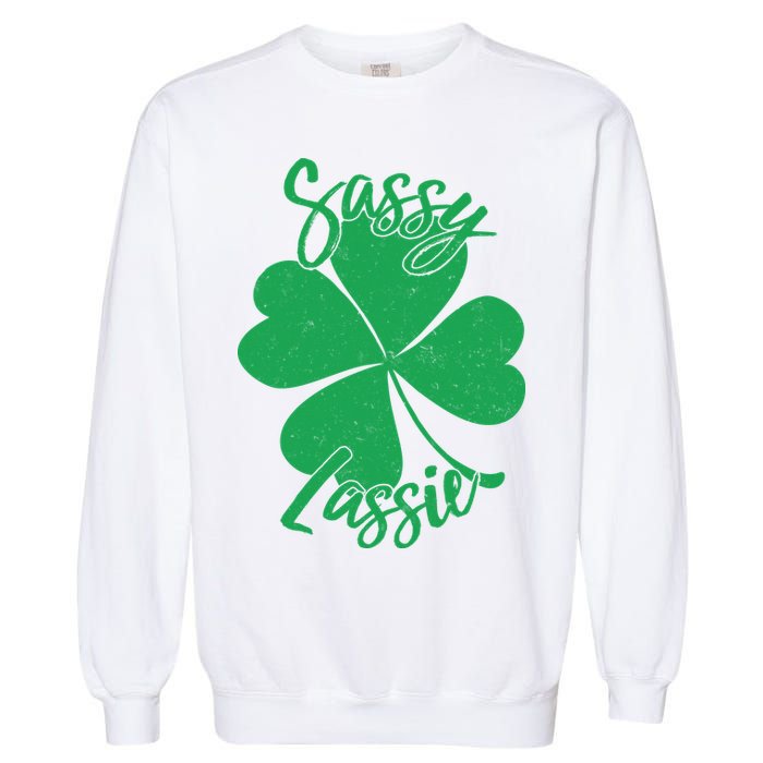 Sassy Lassie Irish Clover St. Patrick's Day Garment-Dyed Sweatshirt