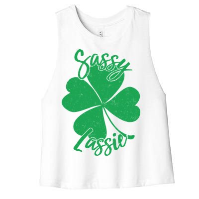 Sassy Lassie Irish Clover St. Patrick's Day Women's Racerback Cropped Tank