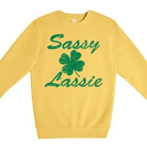 Sassy Lassy Irish Clover St. Patricks Day Premium Crewneck Sweatshirt