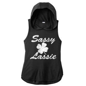 Sassy Lassy Irish Clover St. Patricks Day Ladies PosiCharge Tri-Blend Wicking Draft Hoodie Tank