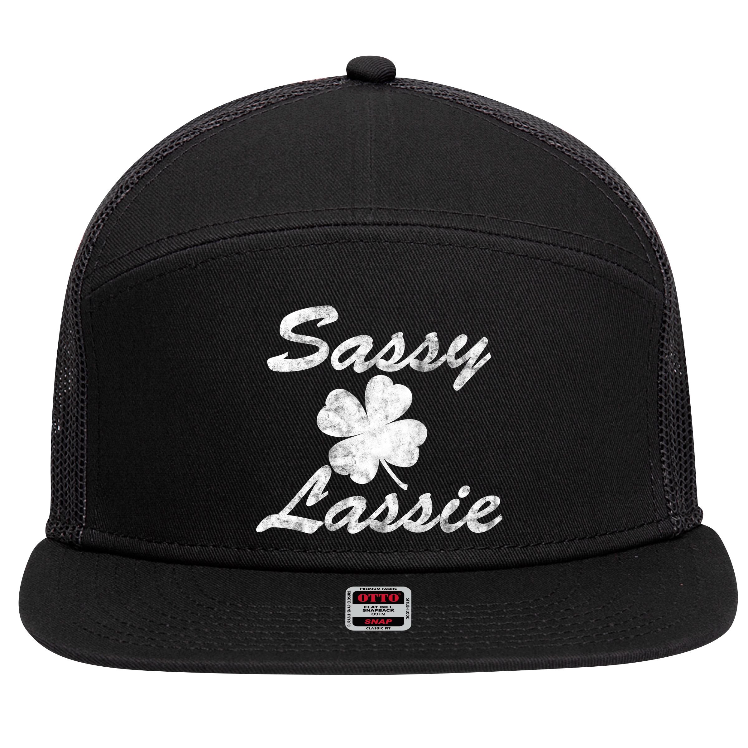Sassy Lassy Irish Clover St. Patricks Day 7 Panel Mesh Trucker Snapback Hat