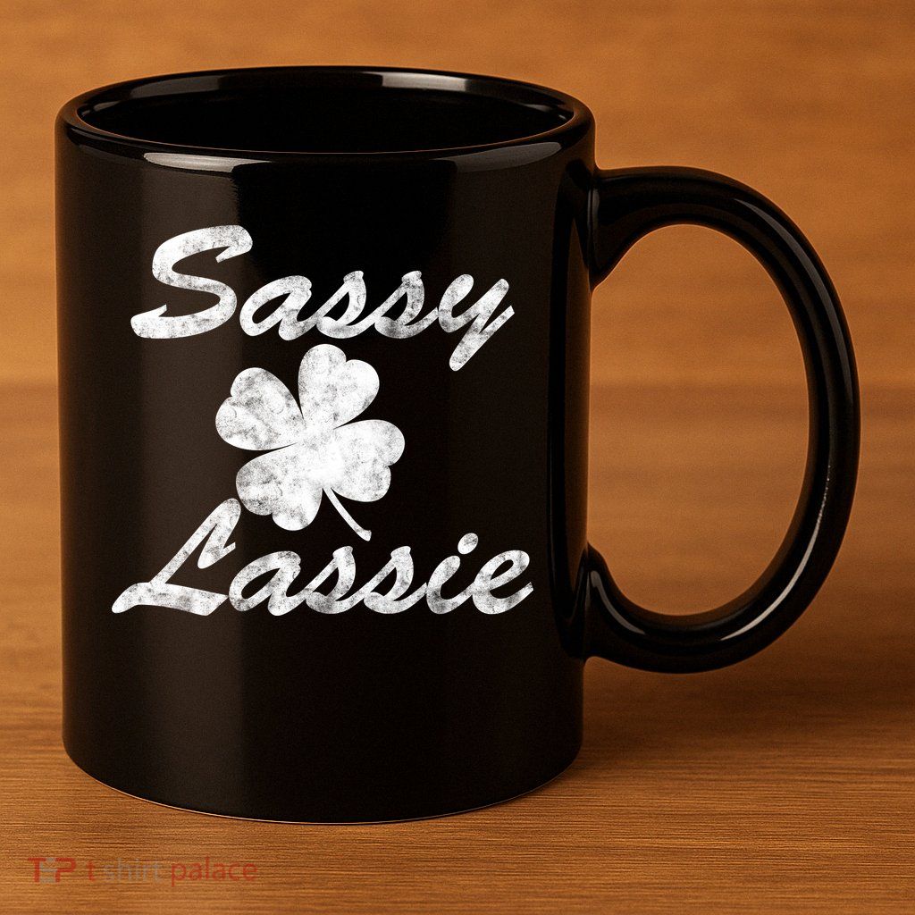 Sassy Lassy Irish Clover St. Patricks Day 11oz C Handle Ceramic Mug