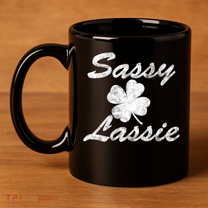 Sassy Lassy Irish Clover St. Patricks Day 11oz C Handle Ceramic Mug