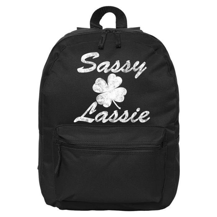 Sassy Lassy Irish Clover St. Patricks Day 16 in Basic Backpack