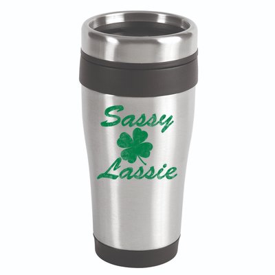 Sassy Lassy Irish Clover St. Patricks Day 16oz Travel Tumbler