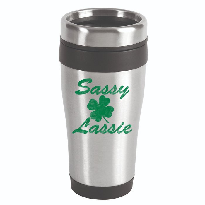 Sassy Lassy Irish Clover St. Patricks Day 16oz Travel Tumbler