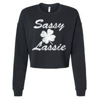 Sassy Lassy Irish Clover St. Patricks Day Cropped Pullover Crew